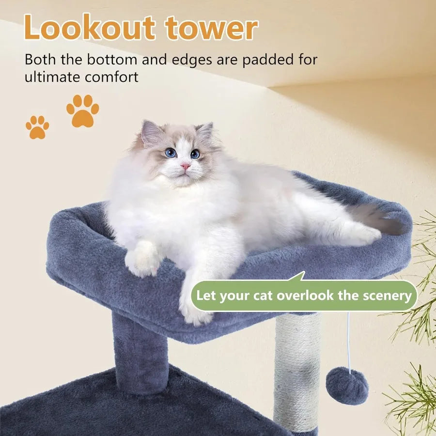 FDW Cat Tree for Indoor Cats 36 Inches Cat Tower Multi-Level Indoor Cat Play Condo House with Scratching Posts Spacious Perch S