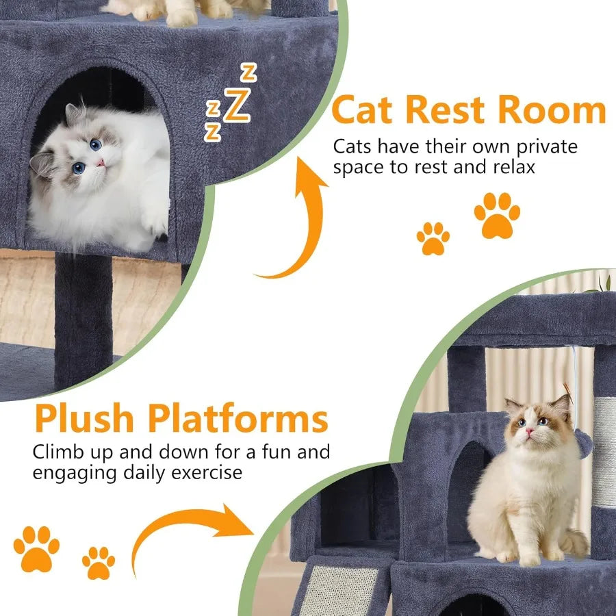 FDW Cat Tree for Indoor Cats 36 Inches Cat Tower Multi-Level Indoor Cat Play Condo House with Scratching Posts Spacious Perch S