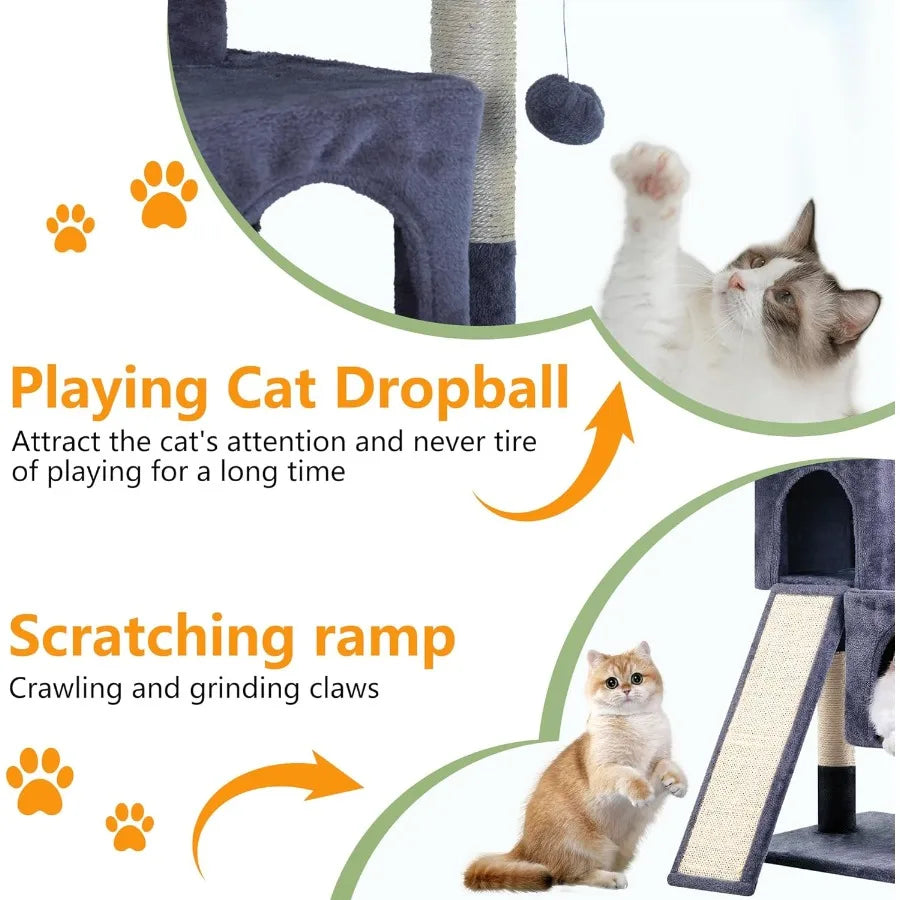 FDW Cat Tree for Indoor Cats 36 Inches Cat Tower Multi-Level Indoor Cat Play Condo House with Scratching Posts Spacious Perch S