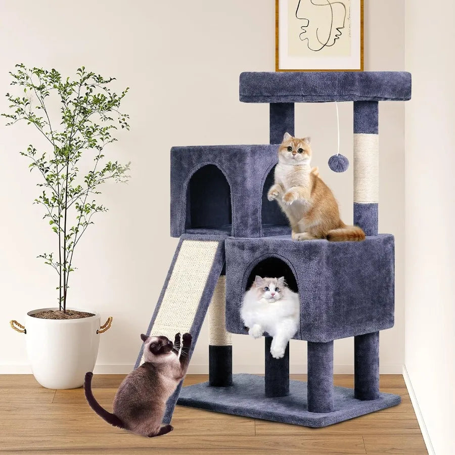 FDW Cat Tree for Indoor Cats 36 Inches Cat Tower Multi-Level Indoor Cat Play Condo House with Scratching Posts Spacious Perch S