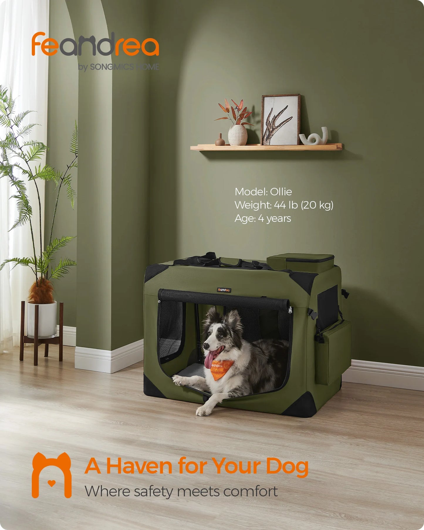 Feandrea 36 Inches Collapsible Soft Dog Crate, Portable Travel Dog Crate for Indoor and Outdoor Use, Dog Carrier Kennel