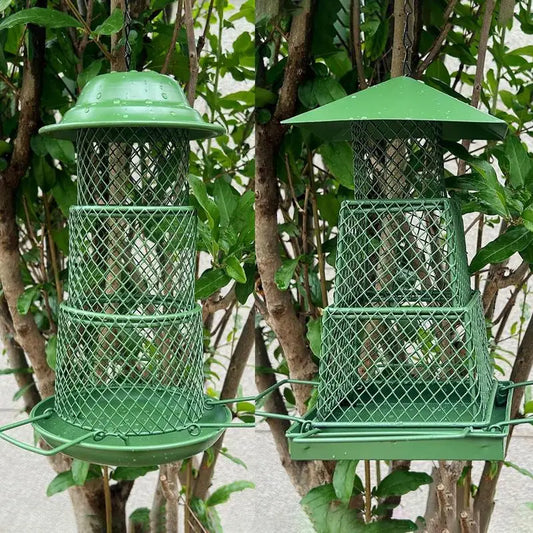 Metal Bird Feeder 3-Layer Retractable Metal Bird House Large Capacity 360 Degree Feeding Bird Feeders For Garden Yard Outdoor