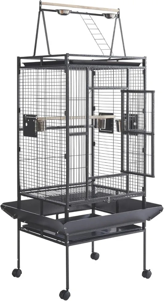 Large Bird Cages Parrot Cage Wide Flight Metal Animal Cage for Budgie Parakeet Conure with Rolling Stand Wheels